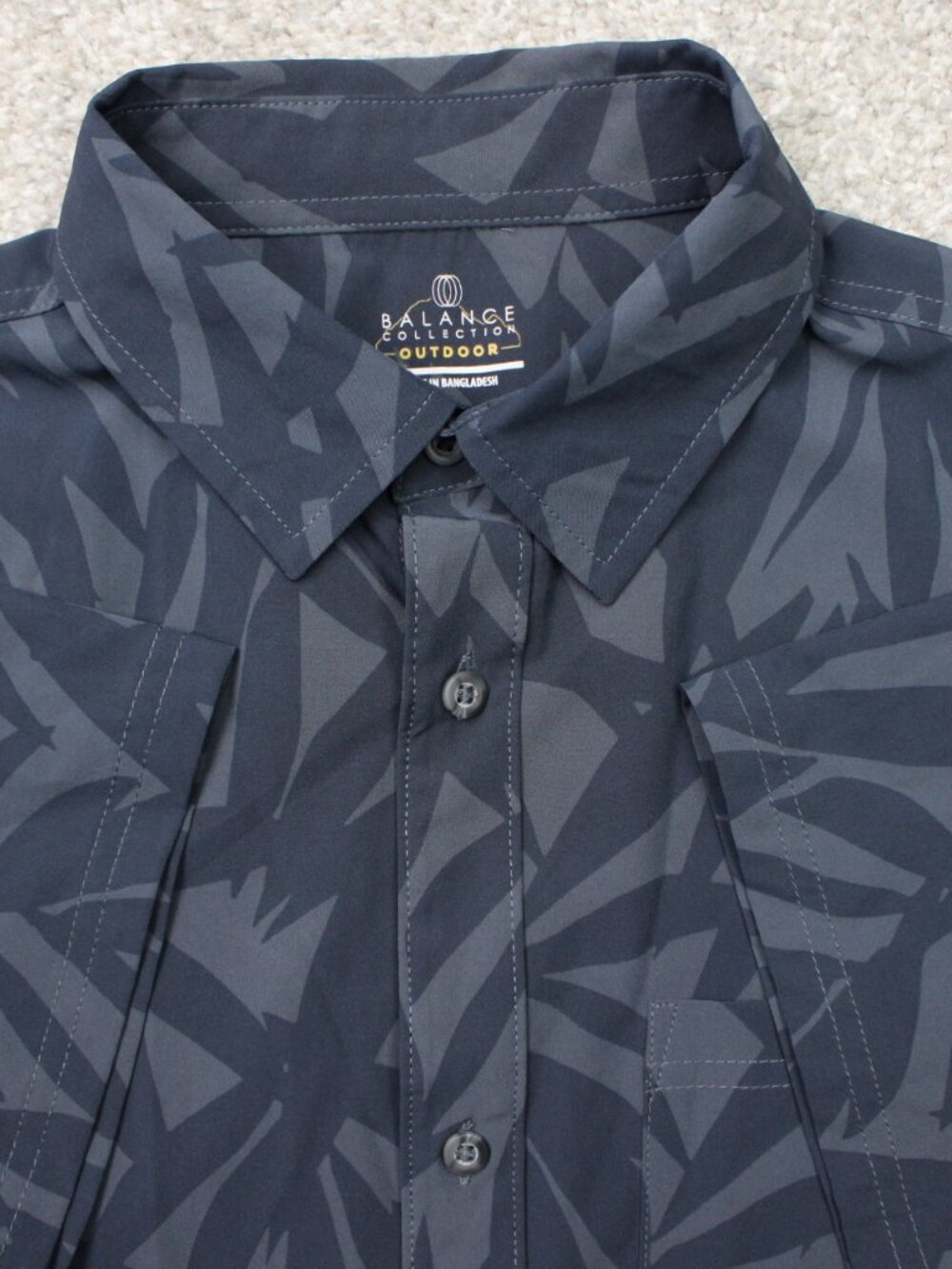 Balance Collection Outdoor Shirt Mens Small Blue Geometric Woven Short Sleeve